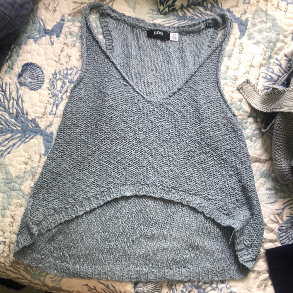 blue knit crop top